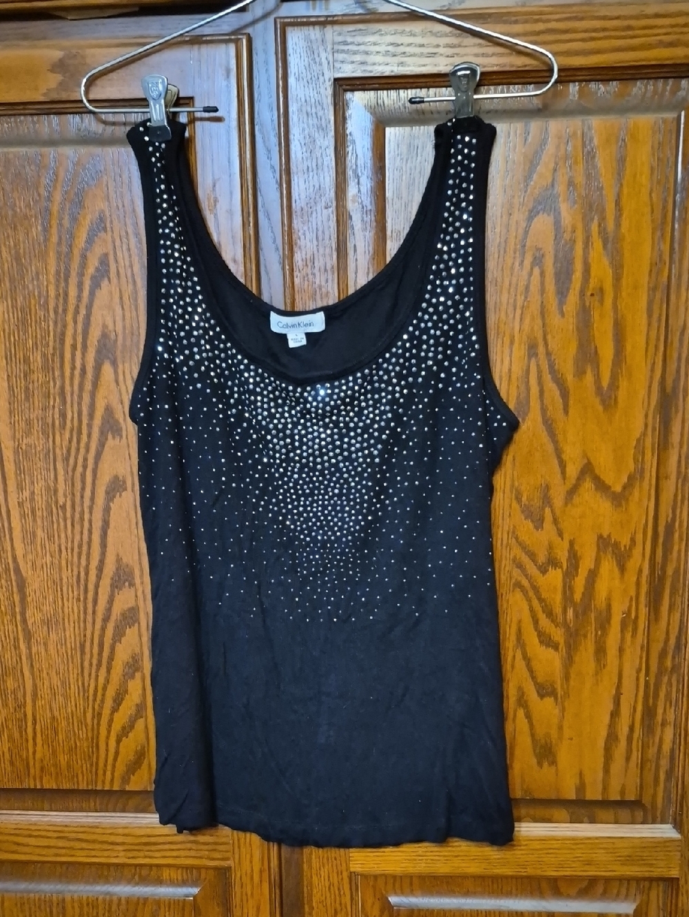 Calvin Klein Black Studded Scoop Neck Tank